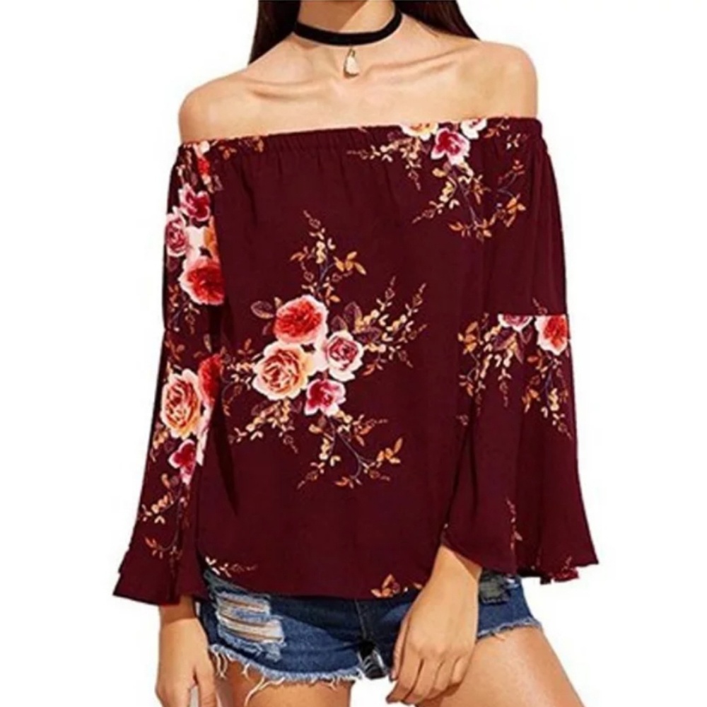 "Naomi" Sedona Floral Off-Shoulder Top